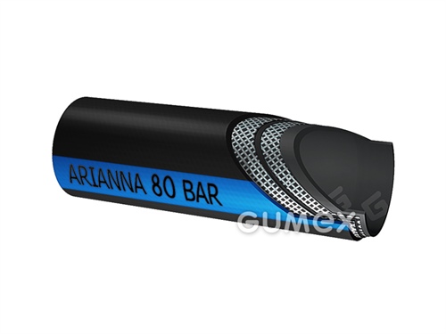Hadica na postrekovače ARIANNA 80, 13/21mm, 80bar, PVC/PVC, -10°C/+60°C, čierna s modrým pruhom